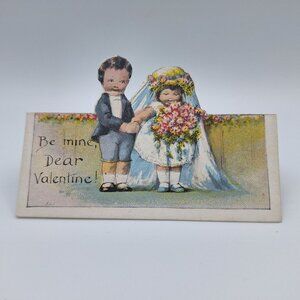 Vintage‎ Valentine Cutout Card Wedding Scene Small Paper Tiny Ephemera Journal